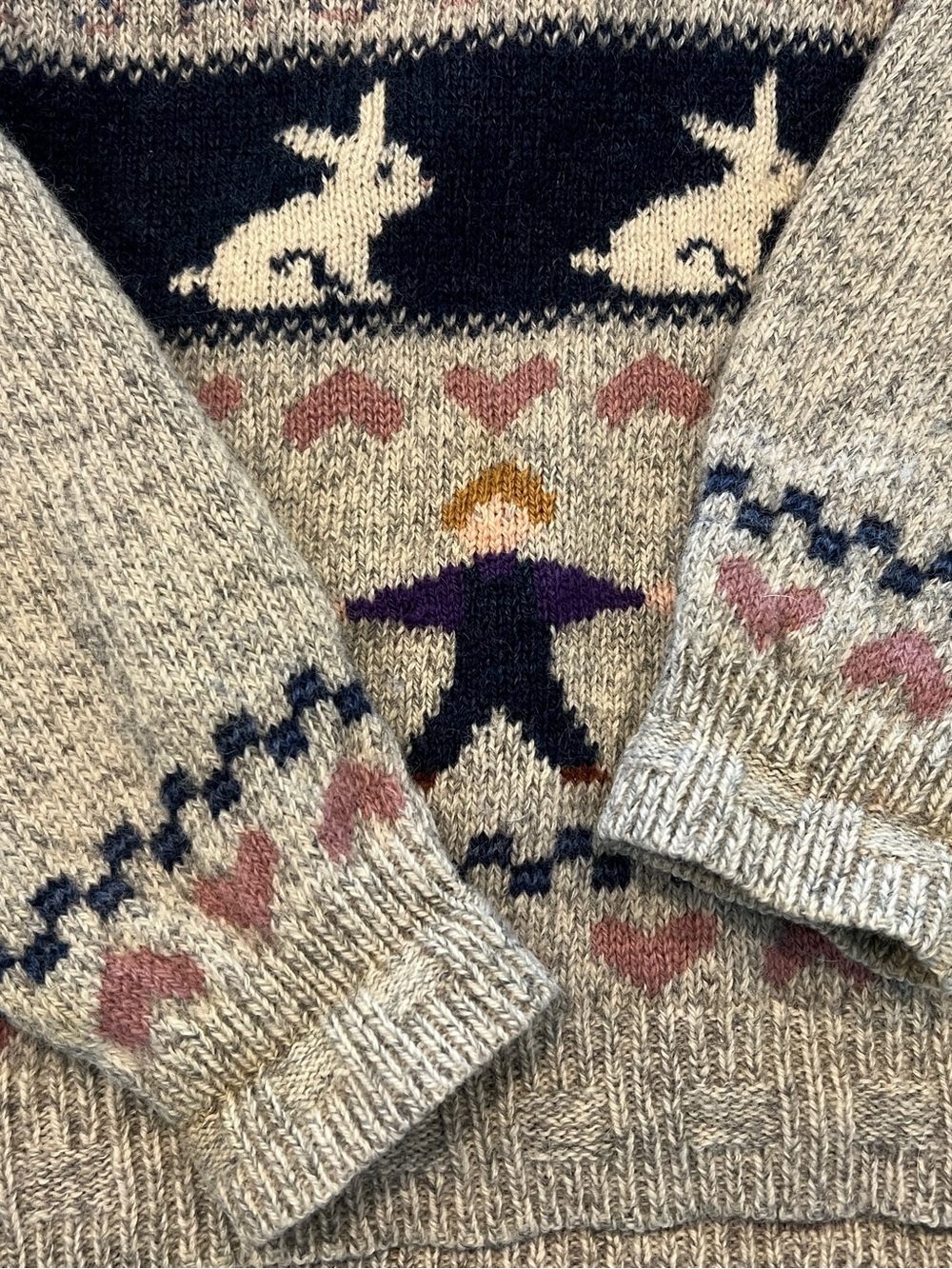 Vintage Woolrich Sheep Bunny Folk Art Wool Sweater Cottagecore Grandma - Picture 8 of 9